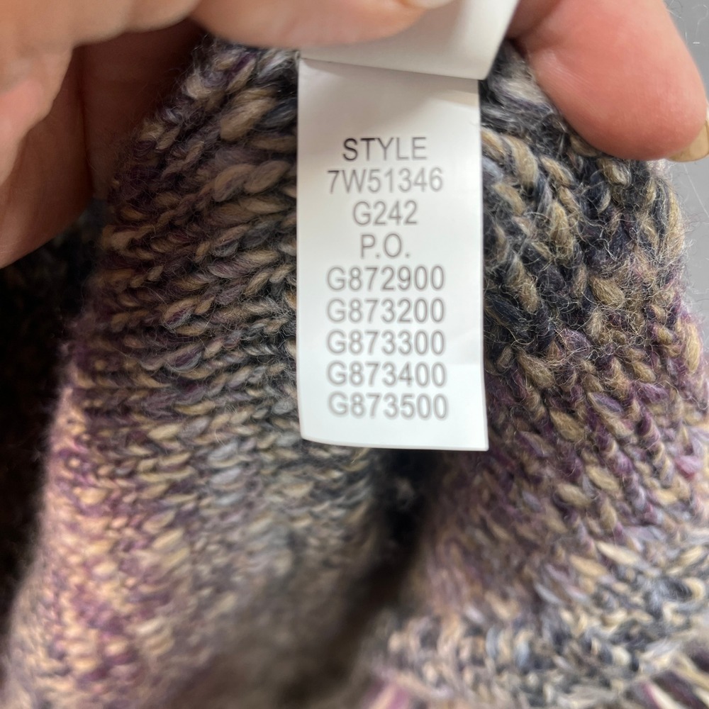 Lucky Brand Womens Purple Chunky Knit Fringe Longline Cardigan Duster Boho‎ Sz M - Picture 8 of 10
